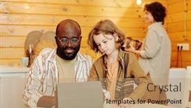  Presentation with cartoons - Slide deck having young-african-american-man background and a coral colored foreground