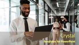  Presentation with african american business - Presentation theme having young-african-american-man background and a violet colored foreground
