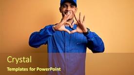  Presentation with american heart - Cool new PPT layouts with young-african-american-mechanic-man backdrop and a tawny brown colored foreground