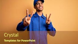  Presentation with mechanic - PPT layouts with young-african-american-mechanic-man background and a tawny brown colored foreground