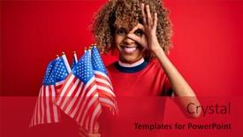  Presentation with patriotic - Audience pleasing presentation design consisting of young-african-american-patriotic-curly backdrop and a crimson colored foreground