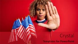  Presentation with patriotic - PPT theme with young-african-american-patriotic-curly background and a crimson colored foreground
