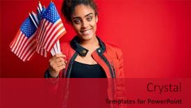 Presentation with patriotic - Colorful slide set enhanced with young-african-american-patriotic-girl backdrop and a crimson colored foreground