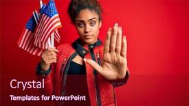  Presentation with patriotic - Cool new PPT theme with young-african-american-patriotic-girl backdrop and a wine colored foreground