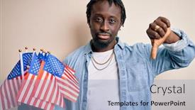  Presentation with patriotic - Presentation featuring young-african-american-patriotic-man background and a light blue colored foreground