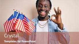  Presentation with patriotic - Slide deck with young-african-american-patriotic-man background and a red colored foreground
