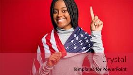  Presentation with african america - Amazing presentation theme having young-african-american-patriotic-woman backdrop and a red colored foreground