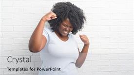  Presentation with african american talent show - Amazing slide deck having young-african-american-plus-size backdrop and a light gray colored foreground