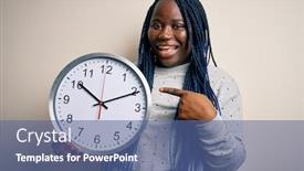  Presentation with clock countdown - Slide set consisting of young-african-american-plus-size background and a ocean colored foreground