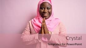  Presentation with woman muslim - PPT layouts having young-african-american-plus-size background and a coral colored foreground