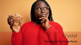  Presentation with african american woman question - Audience pleasing presentation design consisting of young-african-american-plus-size backdrop and a crimson colored foreground