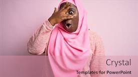  Presentation with woman muslim - Cool new presentation theme with young-african-american-plus-size backdrop and a coral colored foreground