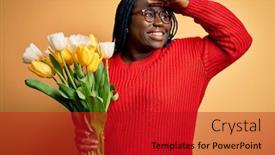  Presentation with far away - PPT layouts with young-african-american-plus-size background and a crimson colored foreground