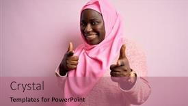  Presentation with american energy - Slides consisting of young-african-american-plus-size background and a coral colored foreground