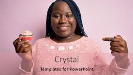  Presentation with cupcake - PPT theme enhanced with young-african-american-plus-size background and a coral colored foreground