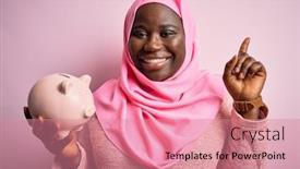  Presentation with african american woman question - Slides having young-african-american-plus-size background and a coral colored foreground