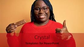  Presentation with protein bar - Cool new slide deck with young-african-american-plus-size backdrop and a crimson colored foreground