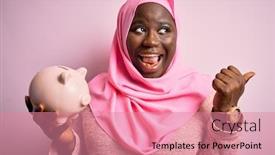  Presentation with woman muslim - Beautiful presentation theme featuring young-african-american-plus-size backdrop and a coral colored foreground