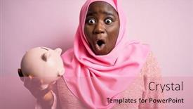 Presentation with woman muslim - Presentation design enhanced with young-african-american-plus-size background and a coral colored foreground