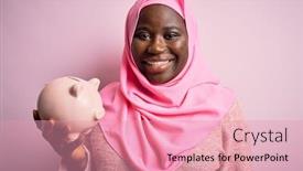  Presentation with woman muslim - Presentation theme enhanced with young-african-american-plus-size background and a coral colored foreground