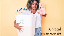  Presentation with plastic recycling - Beautiful slide deck featuring young-african-american-plus-size backdrop and a lemonade colored foreground