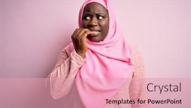  Presentation with pink nails - Beautiful presentation theme featuring young-african-american-plus-size backdrop and a coral colored foreground