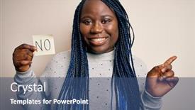  Presentation with african american grandmother - Slide deck having young-african-american-plus-size background and a ocean colored foreground