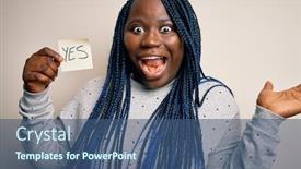  Presentation with yes - Colorful slide deck enhanced with young-african-american-plus-size backdrop and a ocean colored foreground