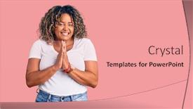  Presentation with praying hands - Presentation theme with young-african-american-plus-size background and a coral colored foreground