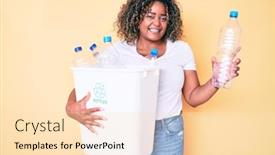  Presentation with plastic recycling - Presentation theme with young-african-american-plus-size background and a lemonade colored foreground