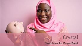  Presentation with woman muslim - Presentation theme enhanced with young-african-american-plus-size background and a coral colored foreground