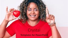  Presentation with african american woman question - Slide set featuring young-african-american-plus-size background and a red colored foreground