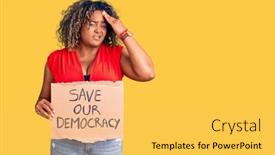  Presentation with democracy - Presentation enhanced with young-african-american-plus-size background and a yellow colored foreground