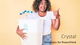 Presentation with plastic recycling - Theme enhanced with young-african-american-plus-size background and a blonde colored foreground