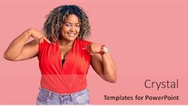  Presentation with proud american - Colorful PPT layouts enhanced with young-african-american-plus-size backdrop and a coral colored foreground