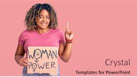  Presentation with african american woman question - Presentation theme having young-african-american-plus-size background and a coral colored foreground