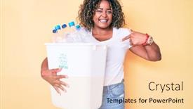  Presentation with plastic recycling - Slide deck featuring young-african-american-plus-size background and a lemonade colored foreground