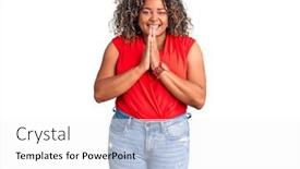  Presentation with praying hands - Slide set consisting of young-african-american-plus-size background and a white colored foreground
