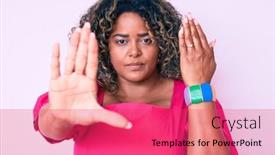  Presentation with engagement - Amazing PPT theme having young-african-american-plus-size backdrop and a red colored foreground
