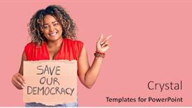  Presentation with democracy - Audience pleasing presentation design consisting of young-african-american-plus-size backdrop and a coral colored foreground
