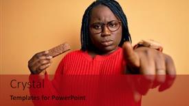  Presentation with protein bar - PPT theme featuring young-african-american-plus-size background and a crimson colored foreground
