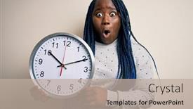  Presentation with clock countdown - PPT theme featuring young-african-american-plus-size background and a mint green colored foreground
