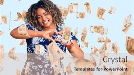  Presentation with american heart - Colorful presentation theme enhanced with young-african-american-plus-size backdrop and a lemonade colored foreground