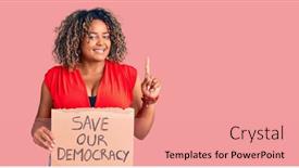  Presentation with democracy - Audience pleasing slide set consisting of young-african-american-plus-size backdrop and a coral colored foreground