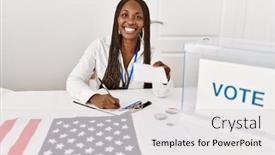  Presentation with vote - PPT theme enhanced with young-african-american-politic-party background and a white colored foreground