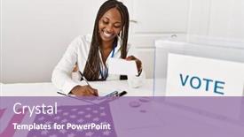  Presentation with party - Presentation theme with young-african-american-politic-party background and a  colored foreground