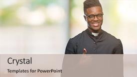  Presentation with african american - Audience pleasing PPT layouts consisting of young african american priest man backdrop and a soft green colored foreground