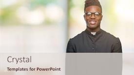  Presentation with african - Colorful PPT layouts enhanced with young-african-american-priest-man backdrop and a lemonade colored foreground