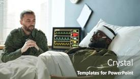  Presentation with hospital bed - Presentation design with young-african-american-soldier background and a tawny brown colored foreground