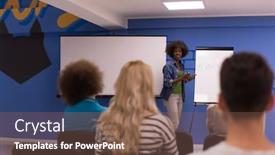  Presentation with african american meeting - Audience pleasing slides consisting of young african american speaker seminar corporate business meeting concept backdrop and a violet colored foreground